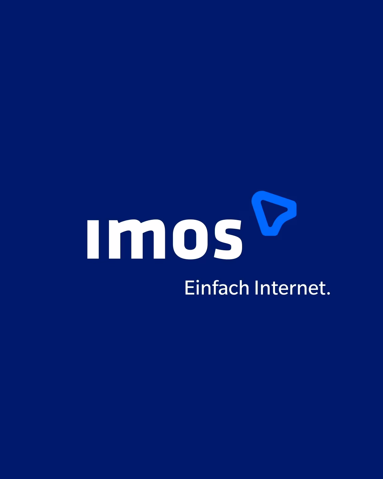 imos-Logo mit dem Slogan „Einfach Internet” auf dunkelblauem Hintergrund