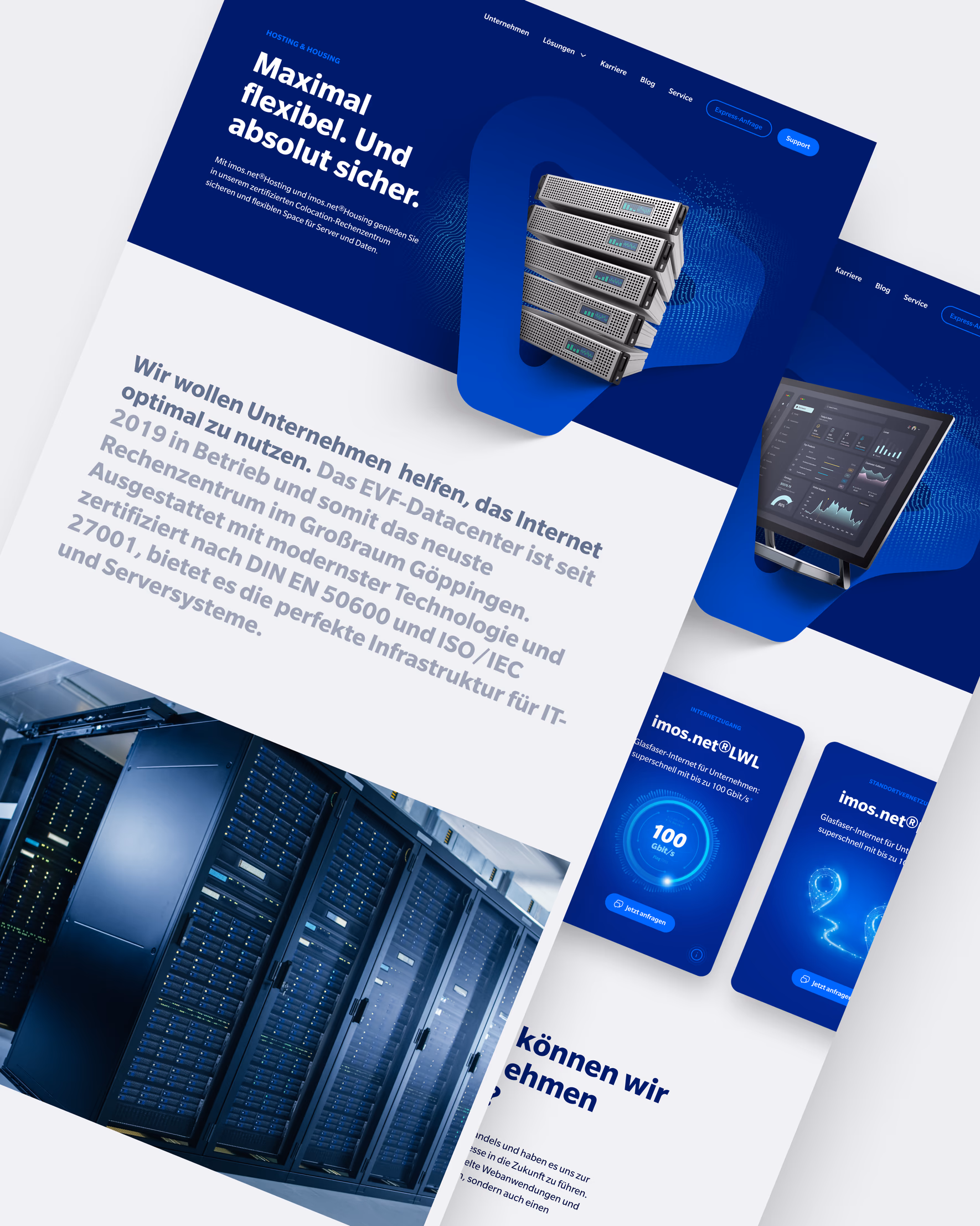 Screenshot der imos-Website zum Thema Rechenzentrum und Sicherheit